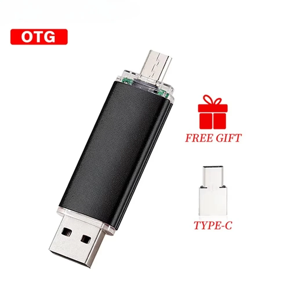 

Black OTG 2 in 1 USB Flash Drive 128GB Memory Stick 64GB Free gift TYPE-C Adapters Red Pen Drive 32GB 16GB High Speed U Disk