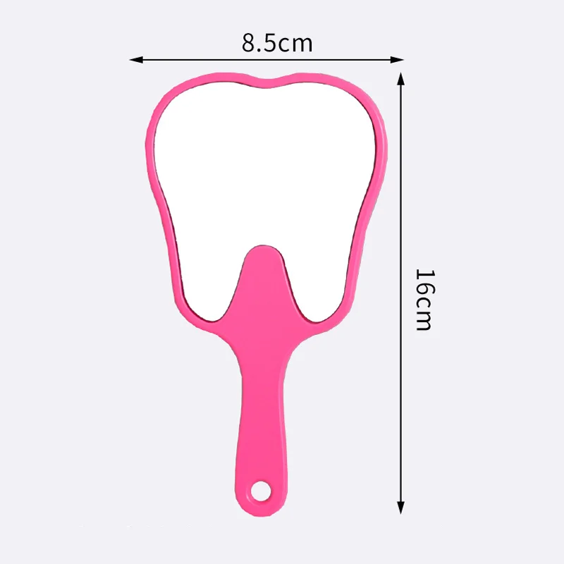 Dental Mirror Teeth Shaped Makeup Mirror Handheld Mirror Plastic Dentistry Supplies Portable Multi-color For Dentist Gifts