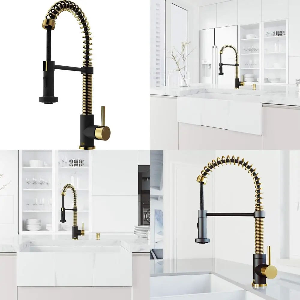 

19-дюймовый матовый матовый золотой и черный кухонный смеситель с одной ручкой и распылителем, дизайн в стиле H