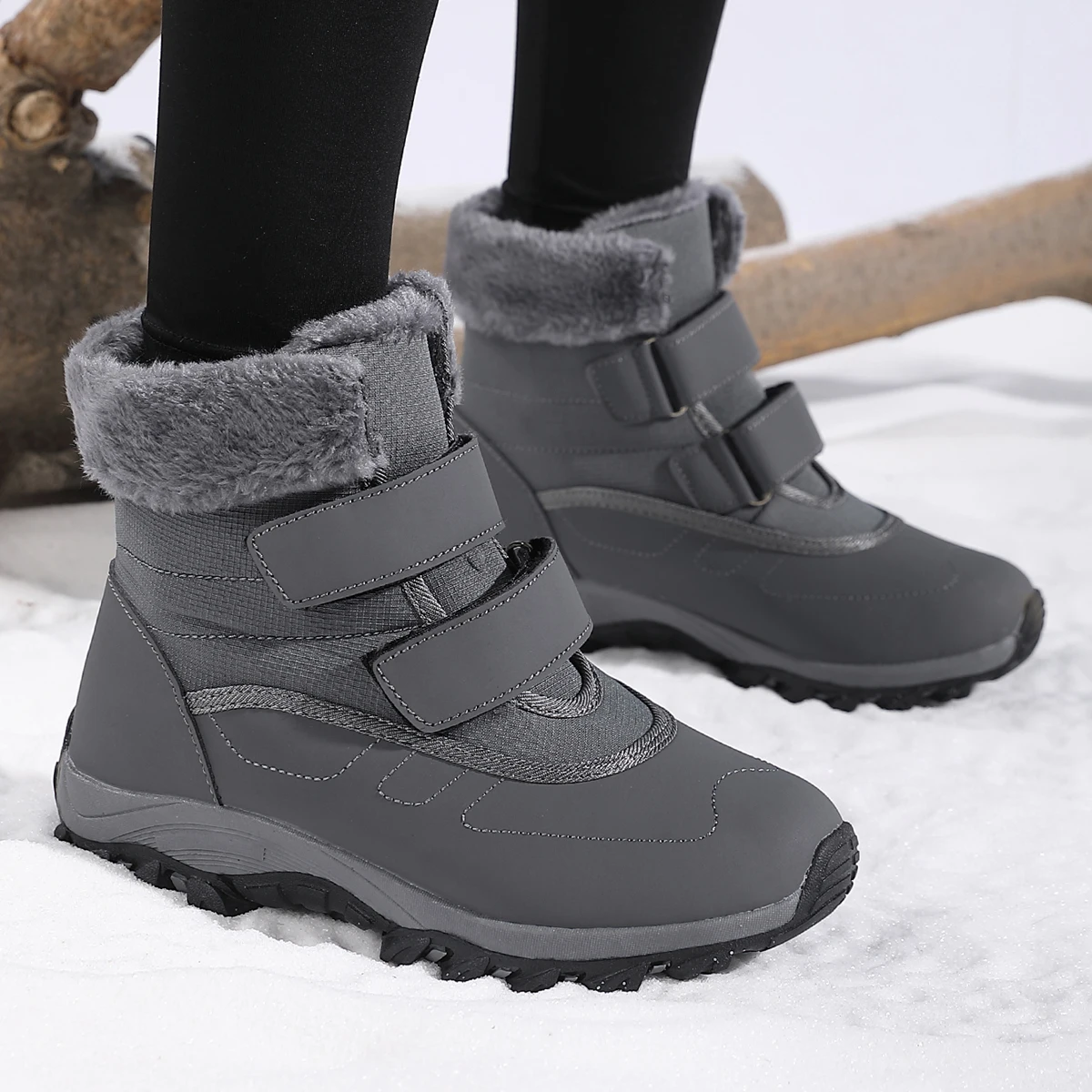 Platform Snow Shoes Boots Plush Keep Warm Men Boots Winter Ankle Boots Comfortable Walking Shoes Outdoor Hiking Boots for Women