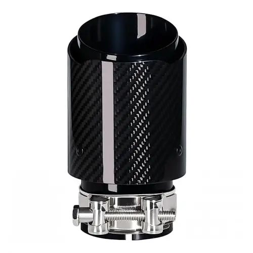 

Glossy Black Carbon Fiber Exhaust Tip, 2.5 Inch Inlet To 3.5 Inch Outlet, Stainless Steel Clamp, Universal Fit For 2.3–2.5 Inch