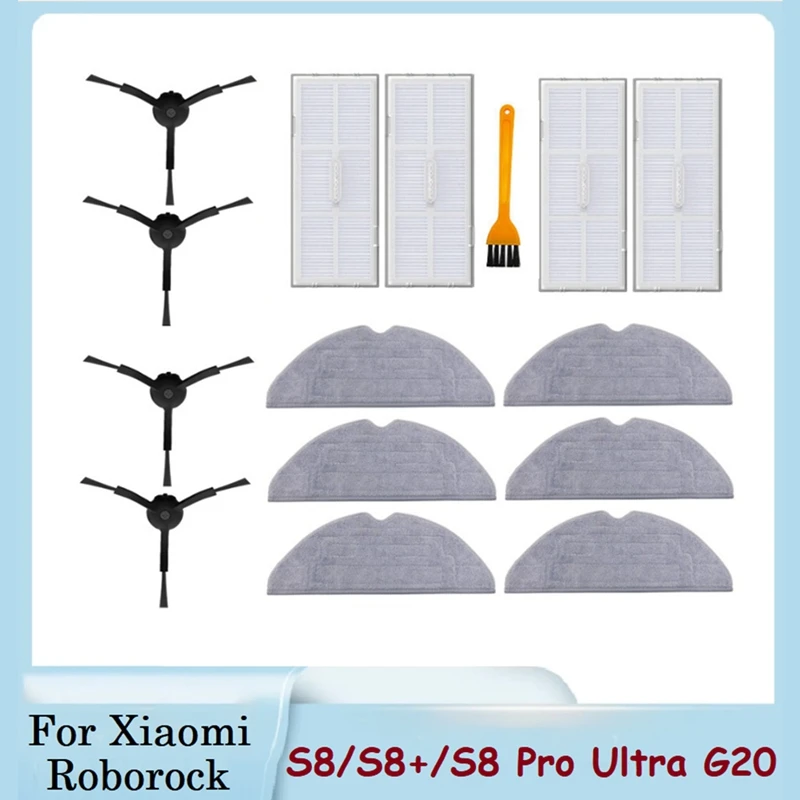 

Сменные детали для робота-пылесоса Xiaomi Roborock S8/S8 Pro, сверхмоющийся фильтр НЕРА, боковая щетка, насадка на швабру, 1 комплект