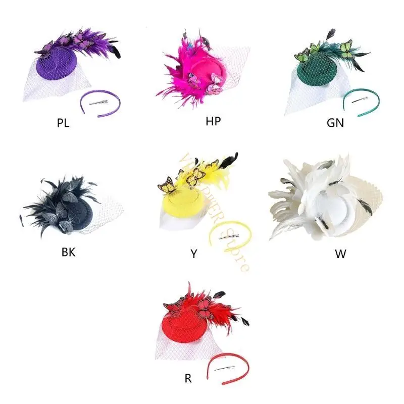 

Vintage Ladies Hair Clip Fascinator Hat Ponytail Hair Clip for Prom Wear D08E