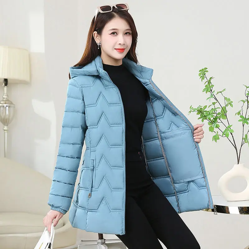 2025 Winter New Jacket Women Long Thicken Down Coat With A Hood Straight Elegant Outerwear Korean Fashion Puffer Parkas Clothes