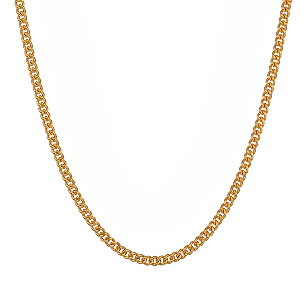 Punk Mode 3mm Kleine Kubanische Link Kette Halskette Gold Silber Farbe Edelstahl Panzerkette Für Frauen Männer Partei schmuck Geschenk