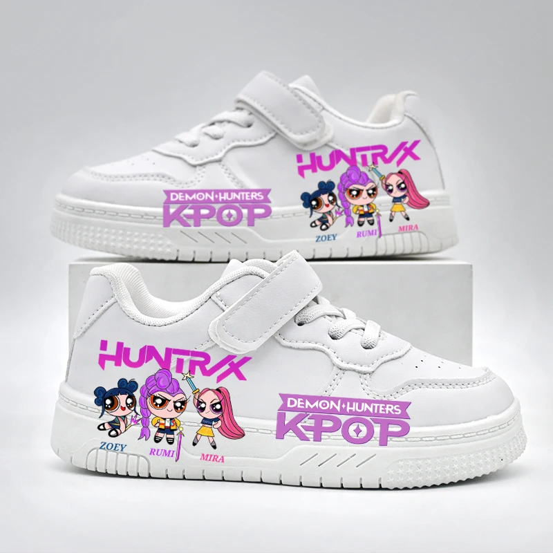

Kids KPOP Casual Shoes 2026 Children's New Fashion Hunters Printed Sport Shoes Girls White Anti-slip Outdoor Breathable Sneakers