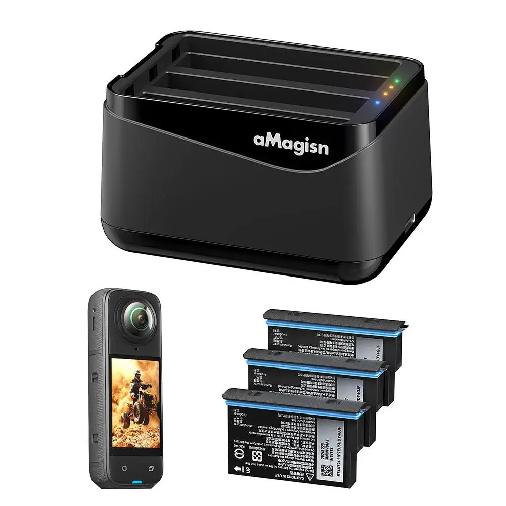 ForInsta360 X5 Battery Charger Battery Charging Cradle Storage Compartment 3 Batteries Sports Camera Fast Charging Accessories