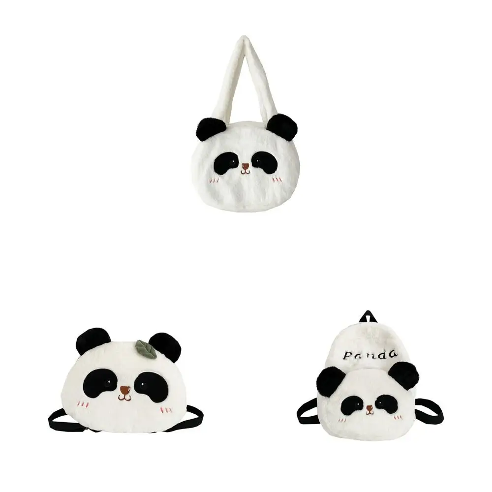 Plush Panda Backpack Korean Style Animal Students School Bag Crossbody Bag Large Capacity Cartoon Messaage Bag Shopping