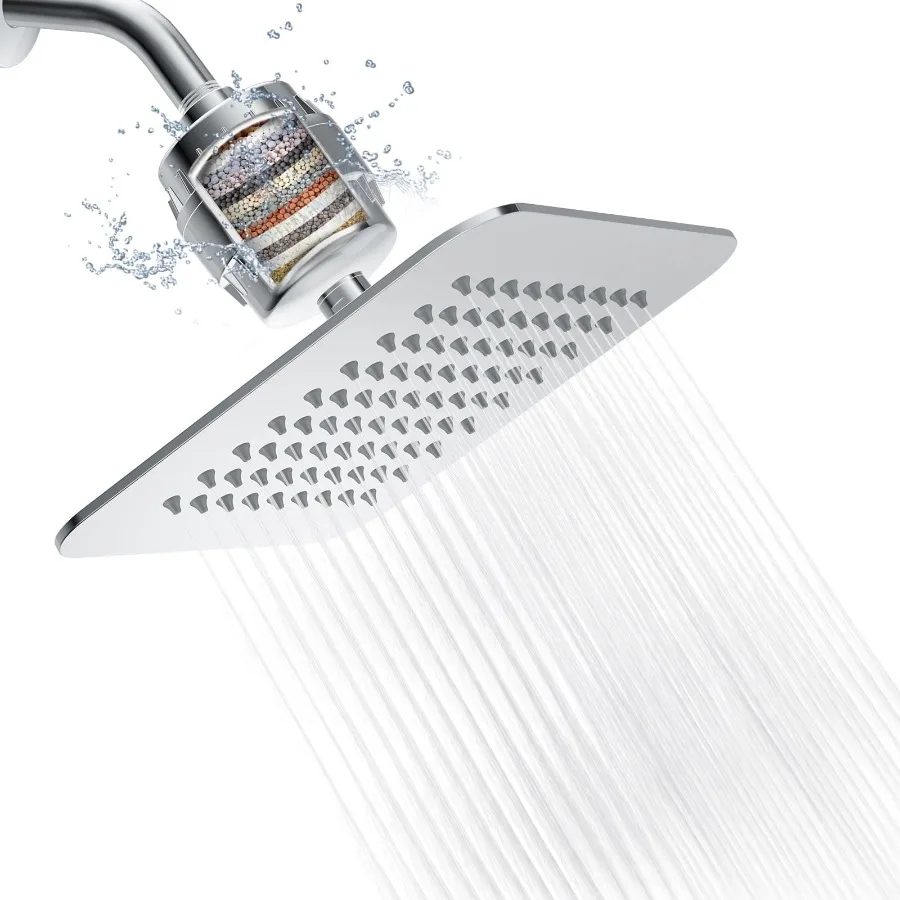 

8" Filtered Rainfall Shower Head 20 Stages Shower Filter High Pressure Filtered Shower Head for Hard Water Powerful Shower Head
