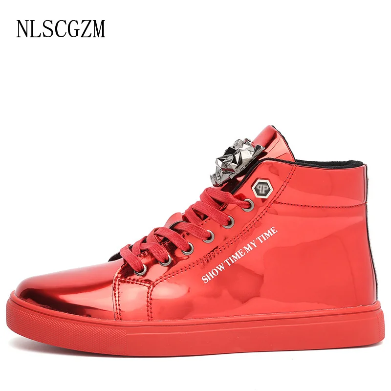 

Casual Sneakers Size 47 Patent Leather Casual High Top Shoes 2025 Youth Trend Designer Shoes Men Running Shoes Man Trainers
