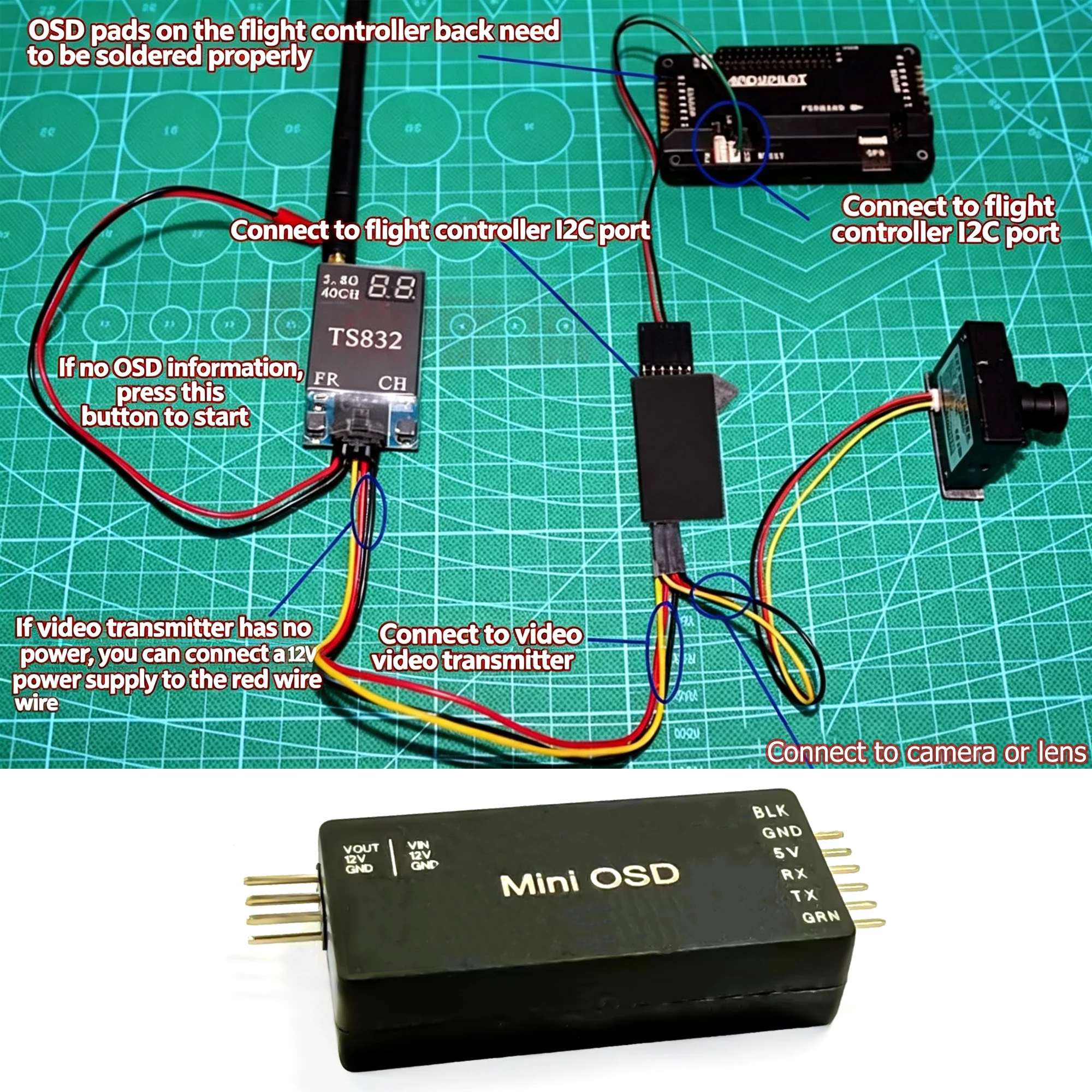 APM2.6 PIX 2.8 MINI OSD Flight Control Pixhawk Pixhack Module and TS832 transmitter For Quadcopter Multicopter Flight Control