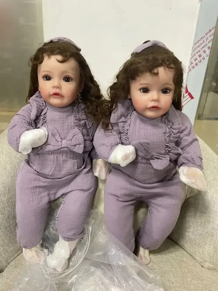 60CM Top Quality Real Baby Size Reborn Sue-Sue 3 Month Hand-Detailed Painting Bebe Doll with Hand Rooted Brown Hair 3D Skin Tone