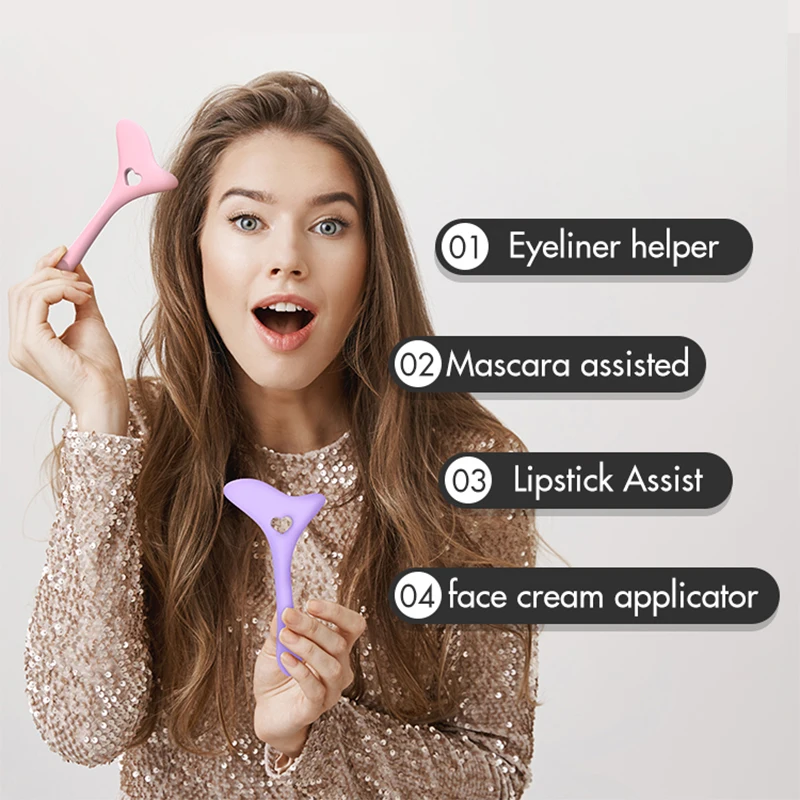 2 pcs Silicone Multi-Purpose Tool Helper for Eyeliner Stencils Wing Tips Eye Quick Eye Makeup Tool Beginners Friendly