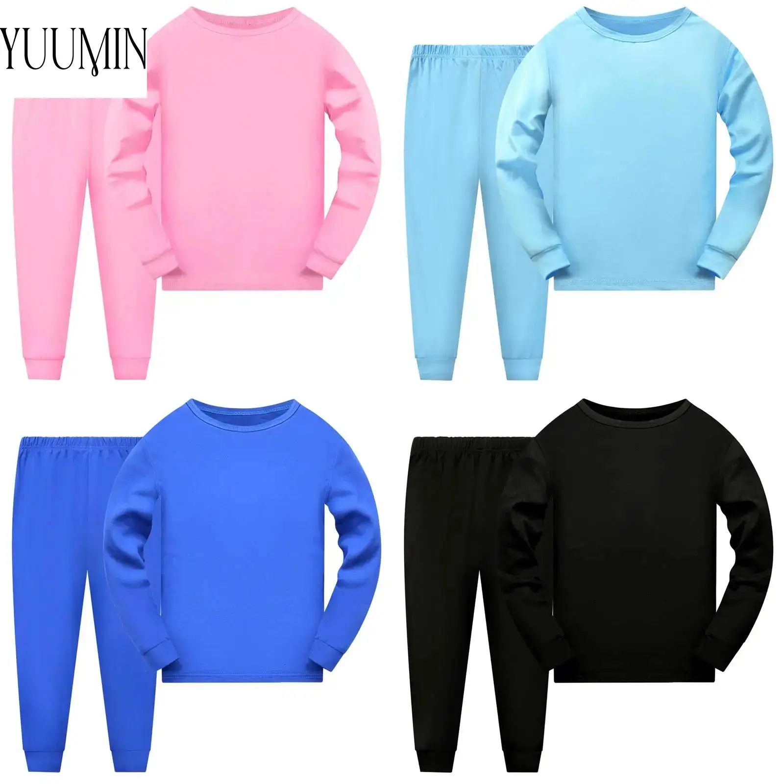 

Unisex Kids Boys Girls Pajama Set Homewear Loungewear Round Neck Long Sleeve Casual Sweatshirt with Elastic Waistband Sweatpants