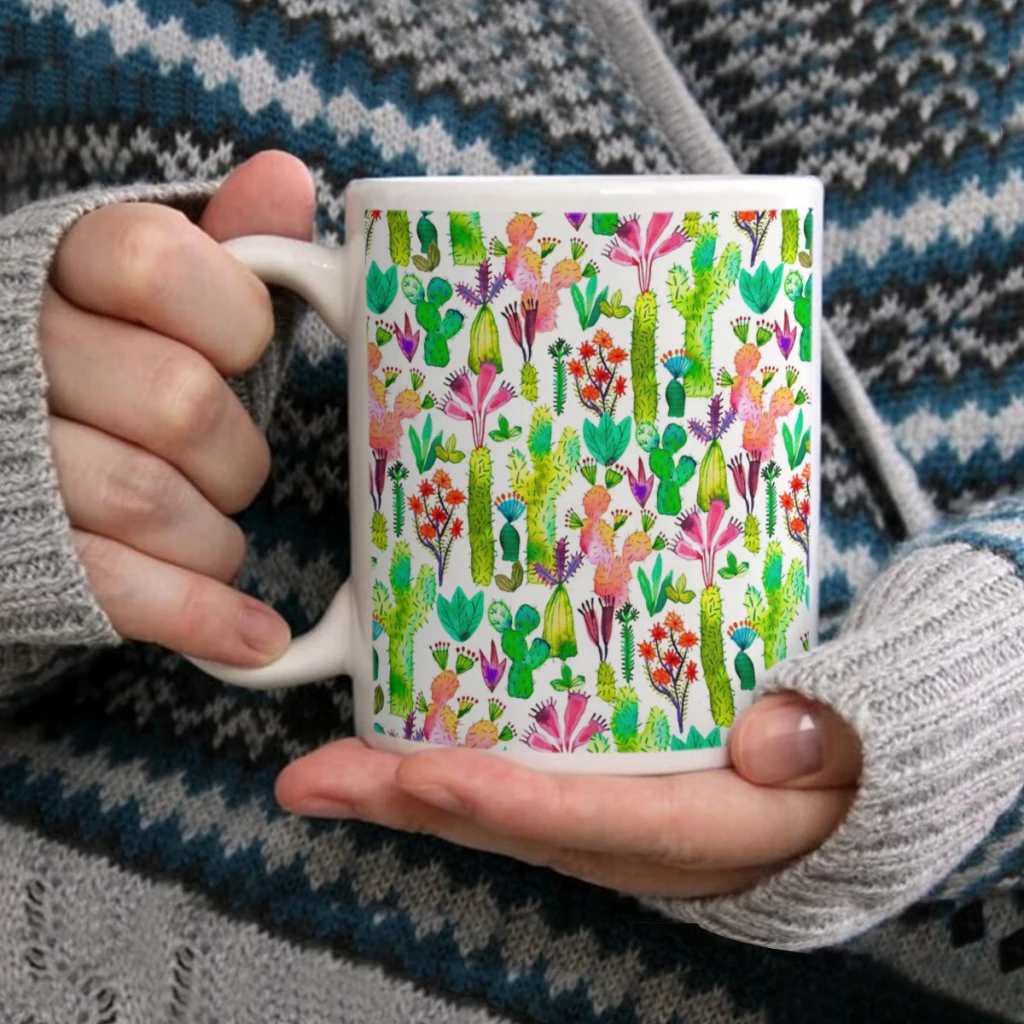 

Cacti gardenCoffee Mug Tea Cup 11oz Coffee Cup Funny Birthday Ceramic Mug Personalized Cup
