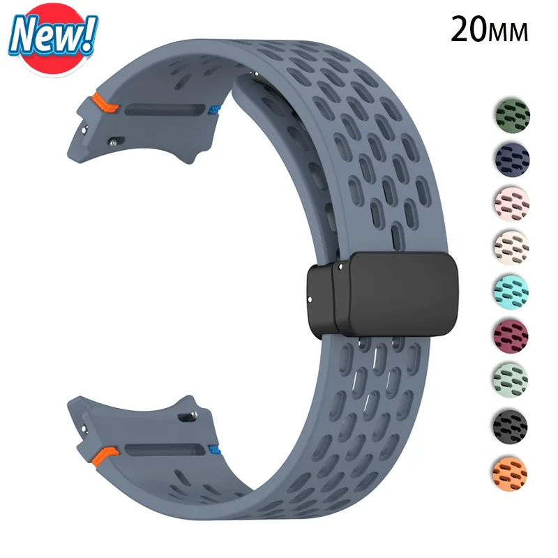 Silicone Strap for Samsung Galaxy Watch 7 6 5 4 FE 40mm 44mm/6 Classic/5Pro Magnetic Buckle Band No Gaps Galaxy Watch7 Bracelet