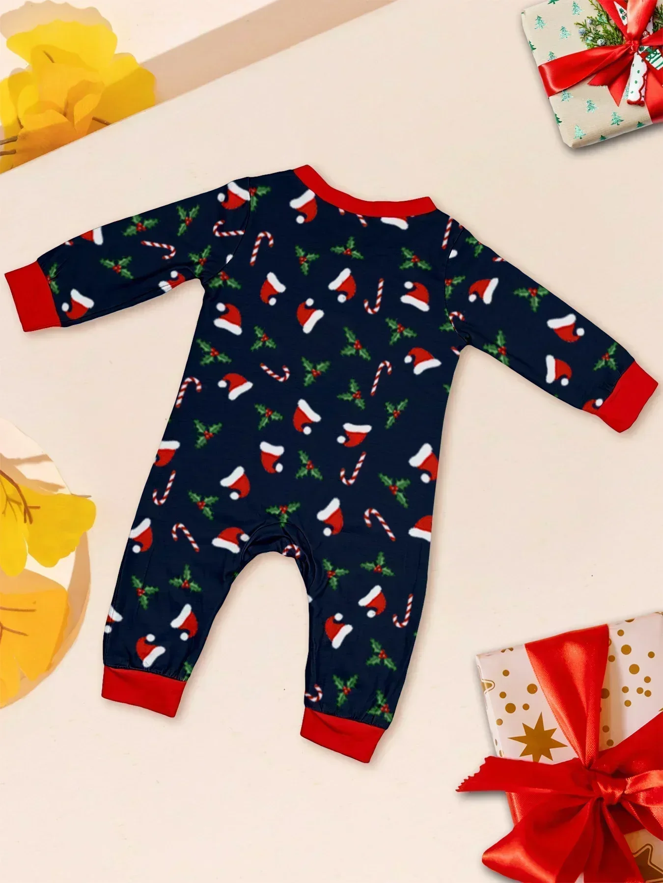 Ensemble de pyjama imprimé joyeux Noël pour enfants, papa spinal, tenues assorties pour enfants, barboteuse pour bébé, doux, chaud, look familial de Noël