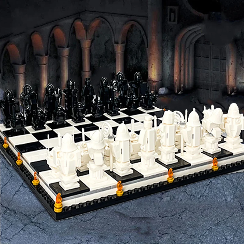 New Film Wizard Chess Magic Final Challenge Interactive Game Building Blocks MOC 76392 Knight Role Play Bricks Toys Kid Gifts