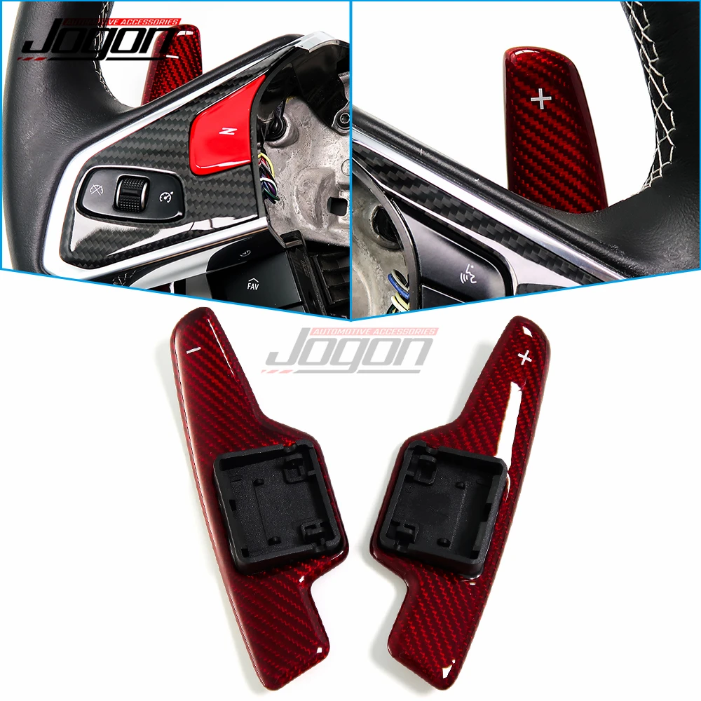 Red Carbon For Chevrolet C8 Stingray Coupe Z51 2020 2021 2022-2024 Car Steering Wheel Shifter Paddle Extend Repalce Accessories