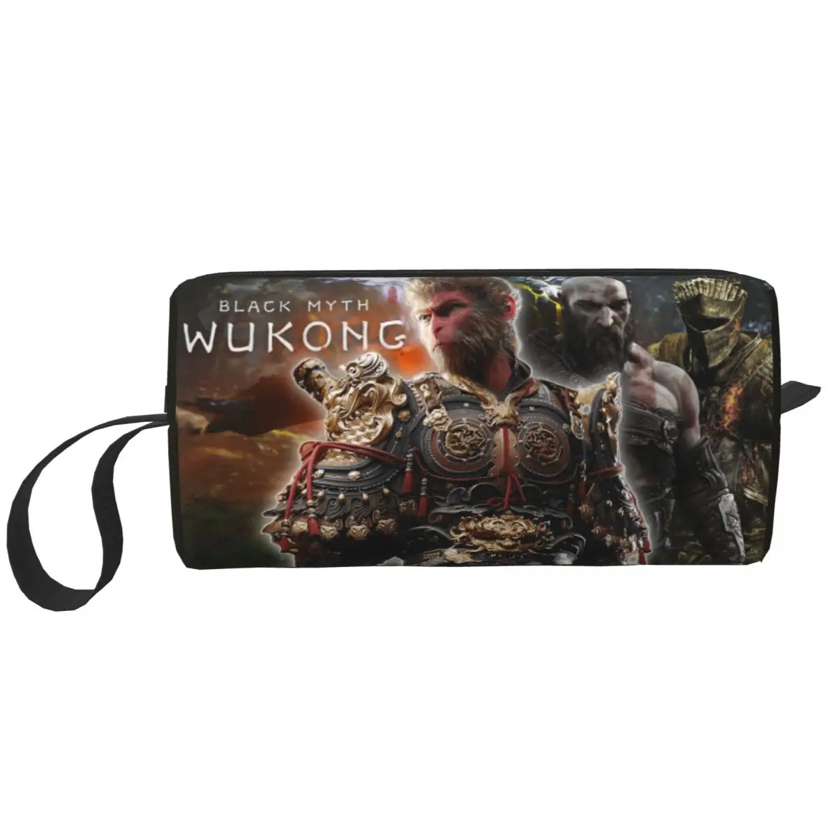 Custom Kawaii Monkey King Wukong Myth And Folklore Travel Toiletry Bag for Video Game Lover Gaming Cosmetic Makeup Bag Storage