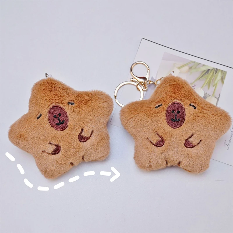 Schattige Capybara Pluche Pop Cartoon Piep Speelgoed Sleutelhanger Hanger Zachte Pop Sleutelhanger Rugzak Autotas Sleutel Hanger Kind Cadeau