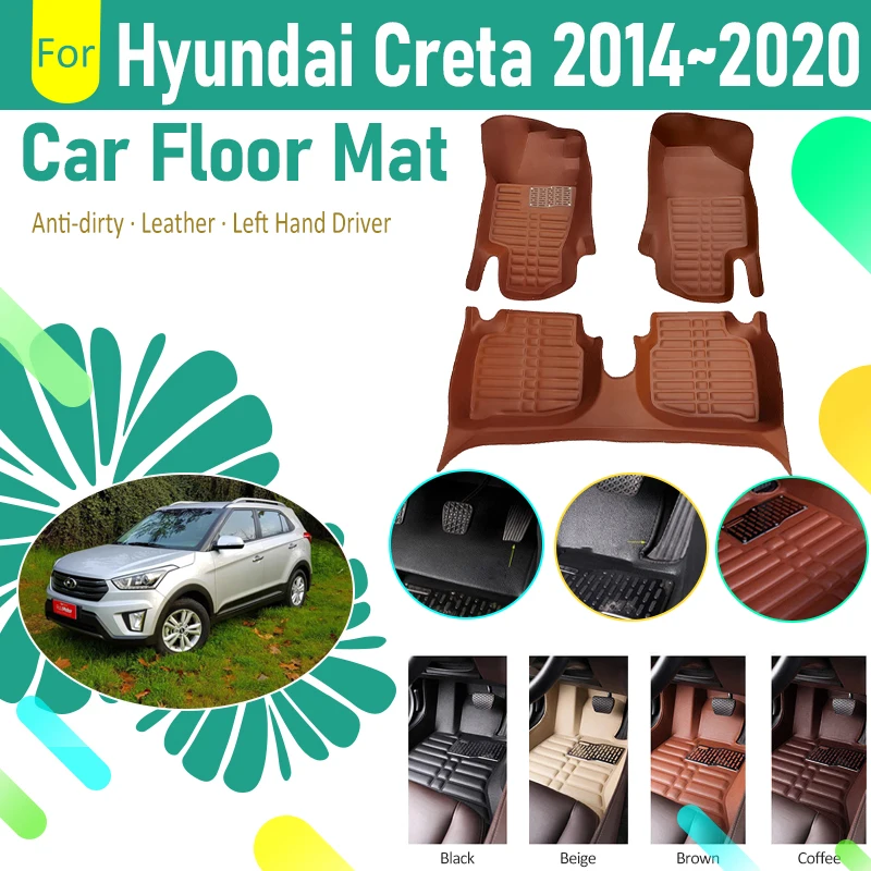 Luxury Car Mats Fit For Hyundai Creta ix25 Cantus Solaris SU2 MK2 2014~2020 Dustproof Foot Pad LHD Floor Carpet Auto Accessories