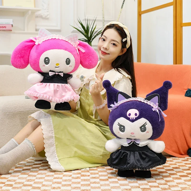 

Sanrio Maid Dress Series Kuromi Melody Plush Toy Children's Dolls Room Decoration Ornaments The Most Beautiful Gift for Girls