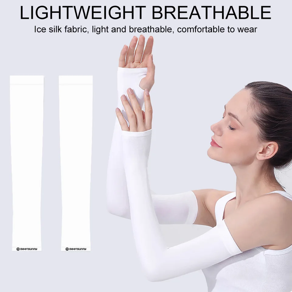 GOBYGO 1Pair Summer Ice Sleeve UF50+ Sun Protection Sleeve Ice Cool Ice silk Sleeve Thin Breathable Sleeve Arm Protector Unisex