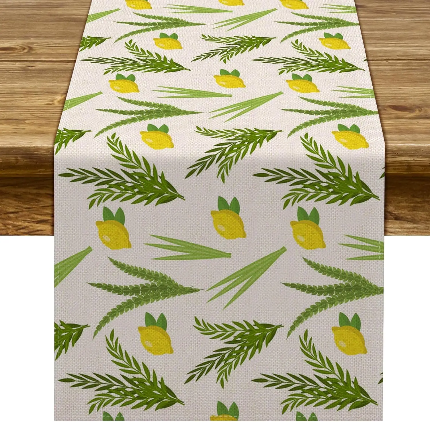 

Happy Sukkot Linen Table Runner Jewish Holiday Tabletop Decor Sukkah Etrog Kitchen Dining Table Runner Sukkot Decorations