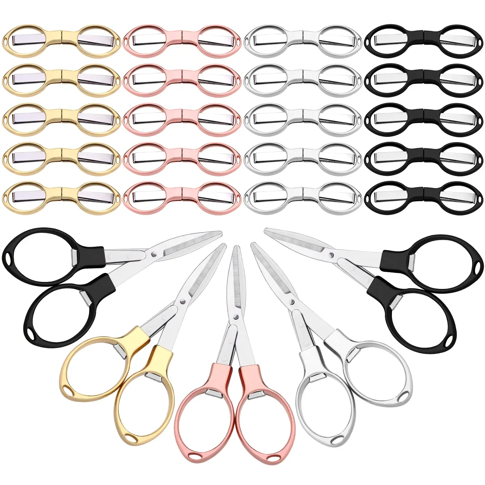 90 Piece Portable folding scissors, multi-functional eyeglass-shaped mini cutting machine for fishing line and yarn