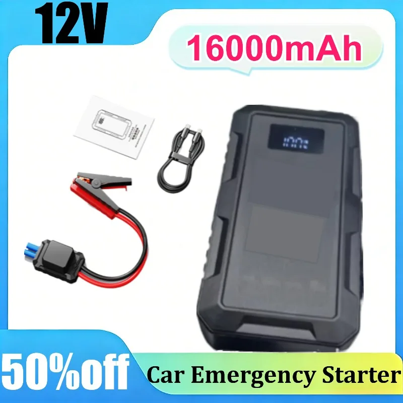 

12V 16000mAh Car Jump Starter Emergency Starting Device Portable Battery Booster Power Bank with LED Light