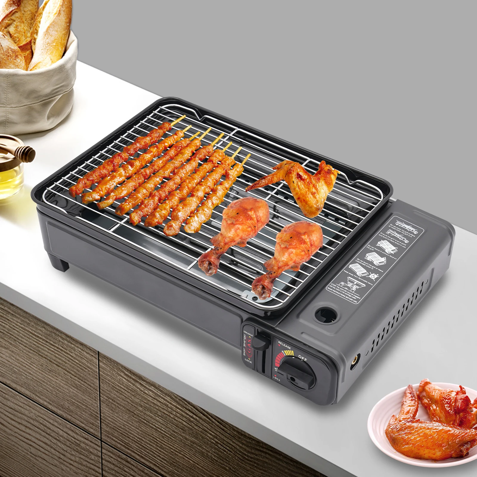 Tragbarer Butangas-Campingkocher mit Aufbewahrungstasche, Mini-Outdoor-Grillbrenner für Reisen, Wandern und Backcountry-Kochen – Detail 7