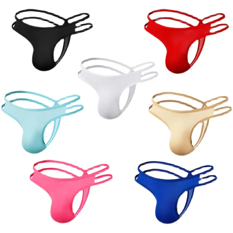 2pcs Mens Sexy Thong Panties Slip Skinny Underwear Sissy Panties Jockstrap Bikini Large Bulge Pouch Gay Men Thongs and G Strings