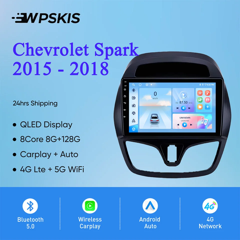 

8G+128G Android 14 For Chevrolet Spark 2015-2018 Car Radio Audio Stereo DVD Cassette GPS Navigation Tape 4G Lte WiFi Carplay RDS