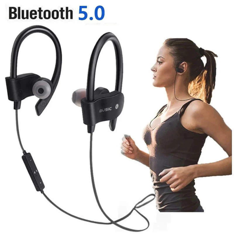 RT558 Wireless Anti-lost Earphone Bluetooth-compatible Headset Wire-controlled Music Earplugs in-ear Sports Earphones with Mic