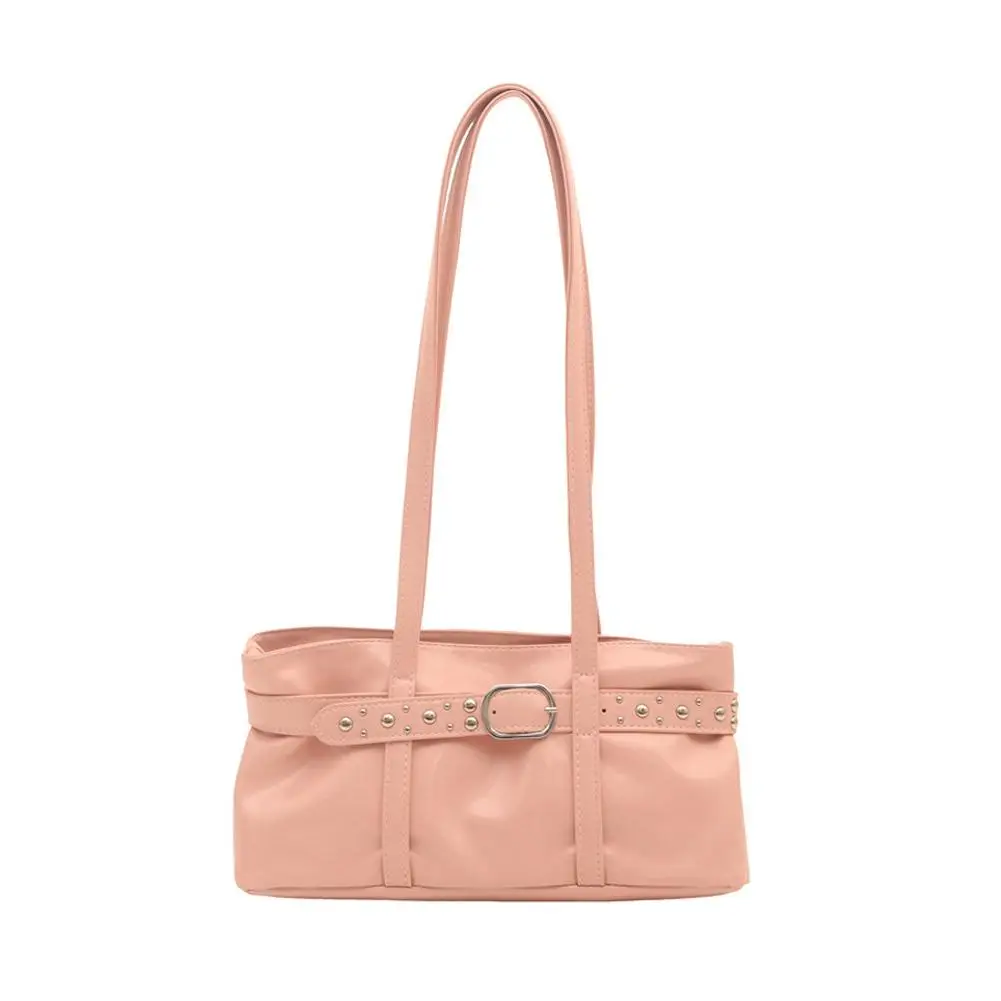 Vintage Motorrad-Gürtelschnallen-Schultertasche für Damen, europäische Retro-PU-Leder-Unterarmtasche, modische Handtasche für Büro und Pendeln – Detail 3