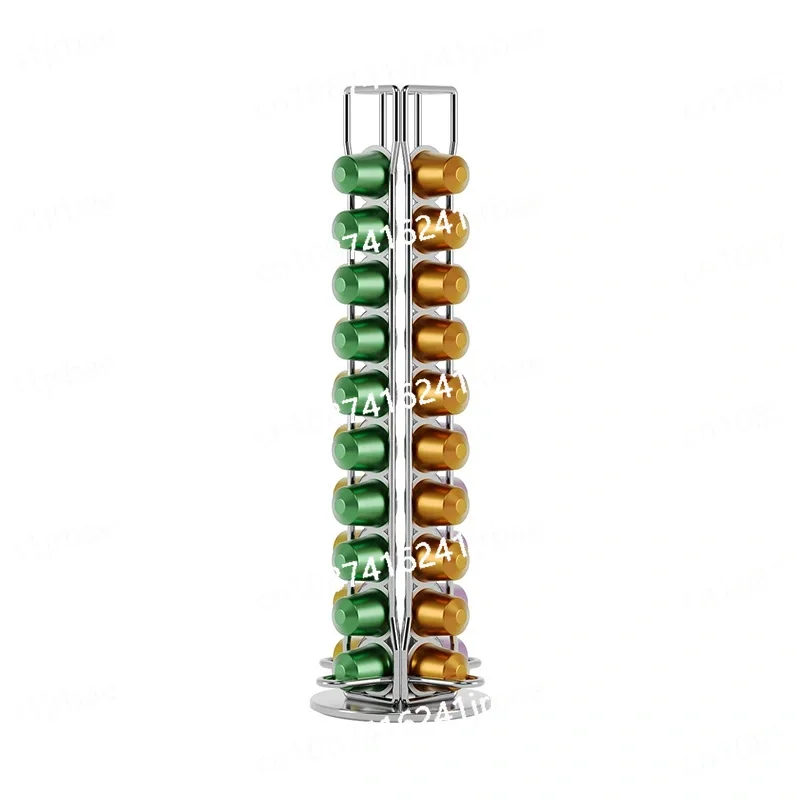 Rotatable Coffee Capsule Organizer Coffee Capsule Display Rack Max Capacity 40 Capsules 360 Degree Rotating Organizer Metal Plat