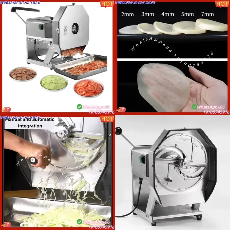 2026 Commercial Multi-Functional Cured Meat and Vegetable Slicer with Adjustable Thickness 150W Stainless Steel Electric