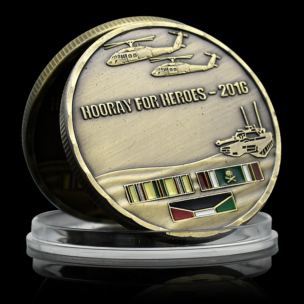 Bronze Coin of 1990-1991 Kuwait Operation Desert Storm Veteran Collectibles Medal Hooray for Heroes - 2016 Memory Gift