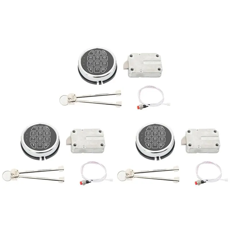 A7THK-3X Replacement Electronic Safe Lock With Solenoid Lock & 2 Override Keys,Chrome Keypad Security Fireproof Safe Box