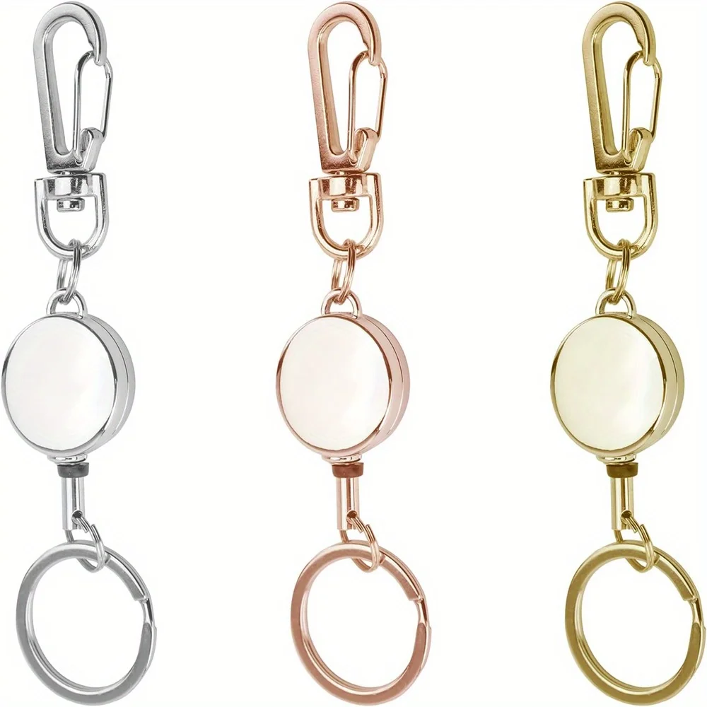 3pcs Retractable Keychain Badge Holder And Reel Set for ID Card Holders - Portable Reusable Lanyards for Business Travel