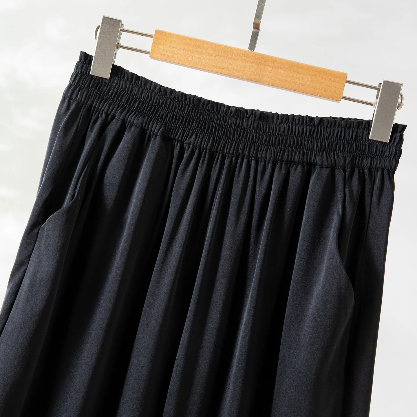 

Winsleter-93%Silk 7%Spandex Elegant Trousers, Elastic Waist Pocket, Women Fashion Casual Straight Pants, 2026 Spring B63005CC