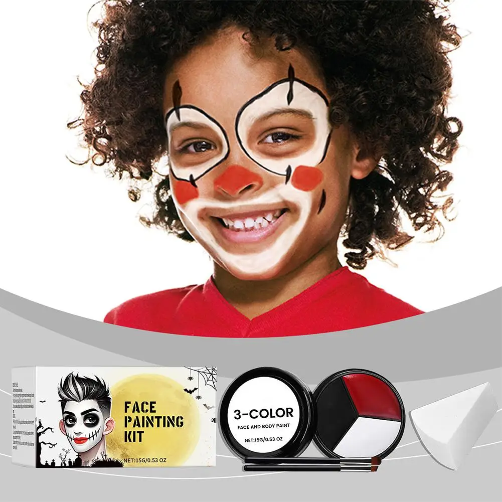 3 Farben Gesichts bemalung Kit Körper Make-up ungiftige Wasserfarbe Öl für Weihnachten Halloween Phantasie Karneval lebendige Party T8V8