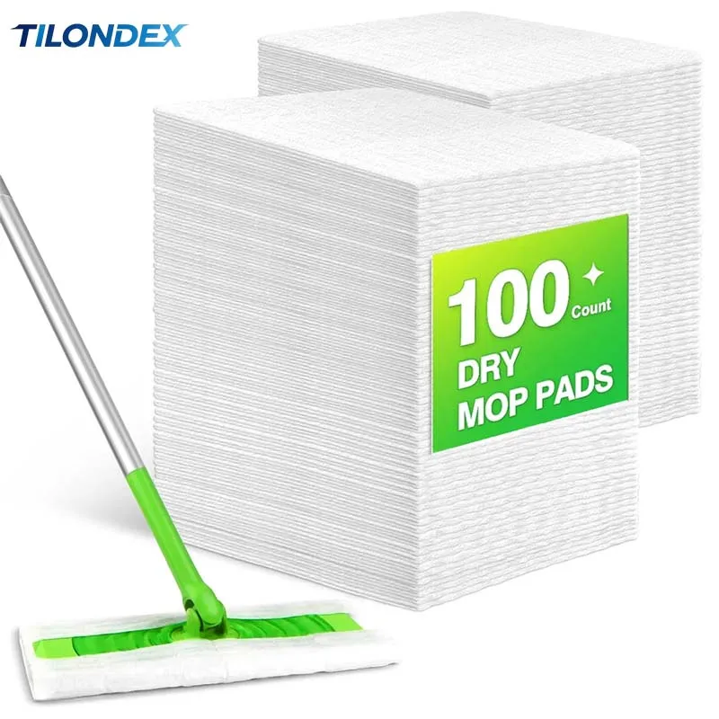 TILONDEX 30/60/100PCS Disposable Electrostatic Dry Mop Pads, Dust Sweeping Cloths for Flat Floor Mop, Pet Hair & Dust Capture