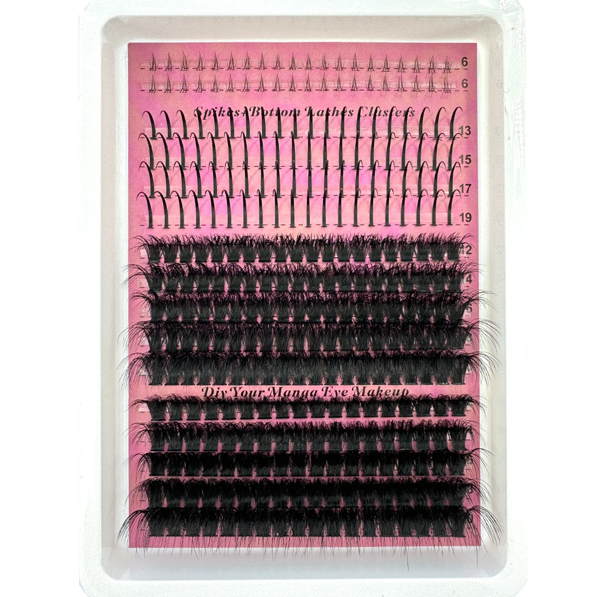 16Rows False Eyelashes Clusters Spikes&Bottom Lashes DIY Manga Cluster Eyelash Extensions Waterproof Individual Lashes Clusters