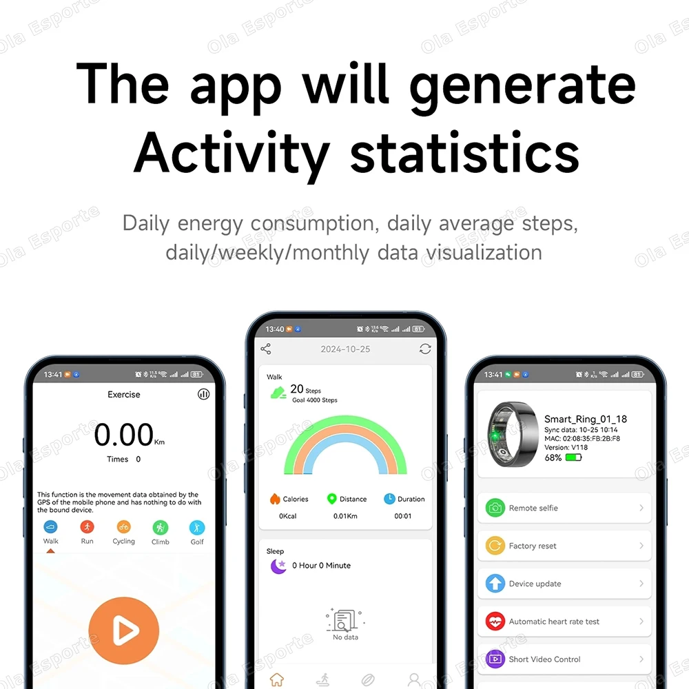2025 New Ceramic Smart Ring Blood Oxygen&Pressure Sleep Monitoring Sports Tracking Remote Care IP68 Waterproof Men Women Rings