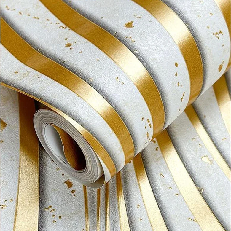 

3D-обои в бронзовую современную волнистую полоску, настенное покрытие для дома, КТВ, рулон бумаги, современный дизайн, украшение для гостиной