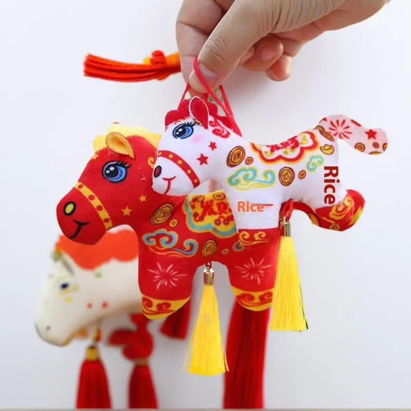 かわいいリアルな動物年馬マスコットぬいぐるみペンダントバックパック吊り下げ飾り