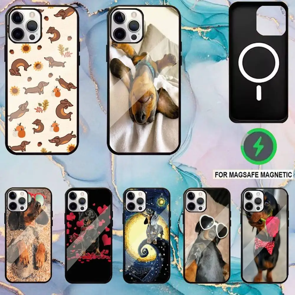 

Cute Dachshund Sausage Dog Phone Case For iPhone17,16,15,14,13,12,11 Plus,Pro Max Magnetic Magsafe Wireless Charging
