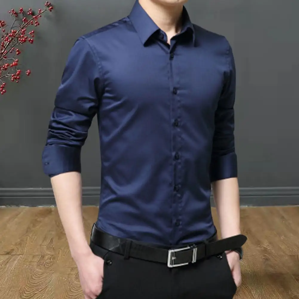 2023 New Fashion Cotton Long Sleeve Shirt Solid Regular Fit Male Social Casual Business White Black Dress Shirts